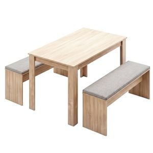 Artiss Dining Table And Chairs Set Of 3 Bench Kitchen Furniture Oak