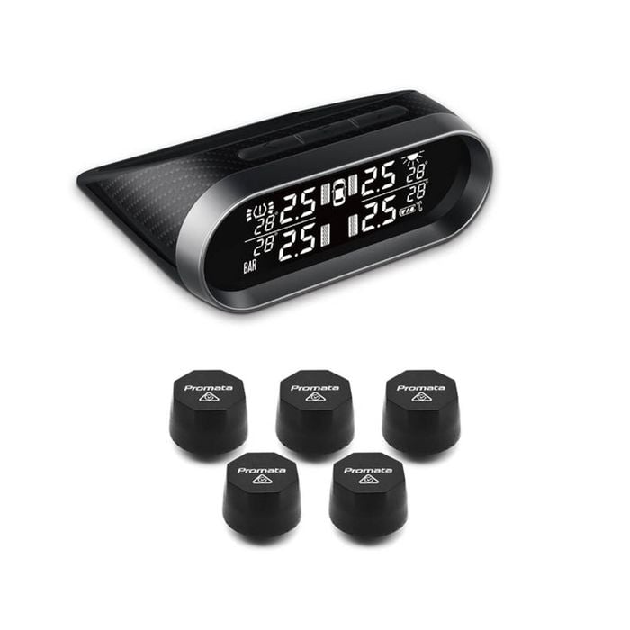 Promata Mata 2 Solar Tyre Pressure Monitor With Carbon Fiber Finish - 5 External Sensors