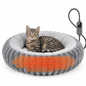 Advwin 20" Heated Cat Bed Detachable Heating Pad Pet Warming Bed
