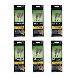 6x Mustad Ultrapoint Octopus Flasher Rig Twin Hook Silver/Red - Size 2/0