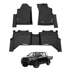 AUSGO Car Floor Mats for Toyota Hilux Dual Cab Hybrid 48V 2024-Onwards All-Weather Floor Liners