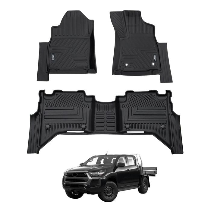 AUSGO Car Floor Mats for Toyota Hilux Dual Cab Hybrid 48V 2024-Onwards All-Weather Floor Liners