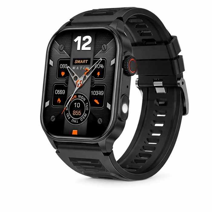 Smart Watch For Men & Women – Bluetooth Call, Ai Voice Assistant, Health & Fitness Track  Black Rubber