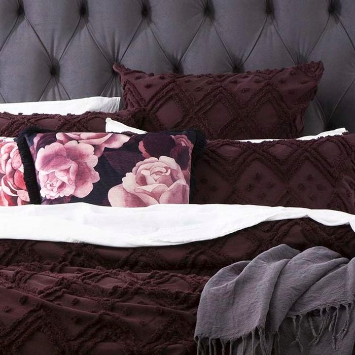 Renee Taylor Medallion Cotton Vintage Washed Plum European Pillowcase