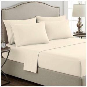 Grosvenor House 400TC Plain Dyed Bamboo Cotton Bed Sheet Sets King Ivory
