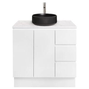 CIBO 900mm White Lume Full Height Bathroom Vanity With Black Basin