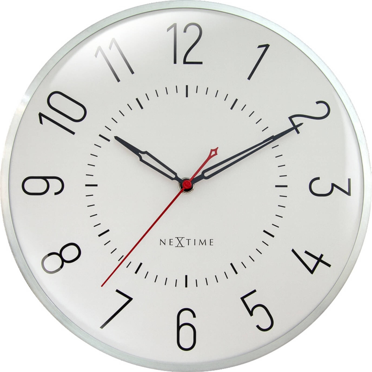 Nextime Rotterdam Wall Clock Mid-century Style Silver & Off White 30 ...