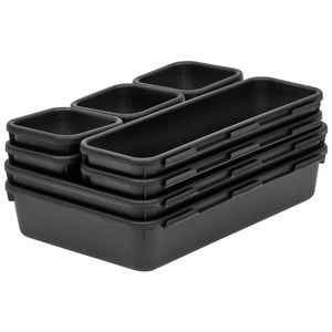 Stakt Black Assorted Interlocking Storage Trays - 8 Pack