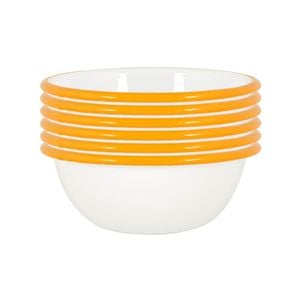 Argon Tableware 16cm Coloured Enamel Bowls - Set Of 6 - Yellow Lightweight Metal Camping Serving Bowls For Snacks, Pasta, Salad