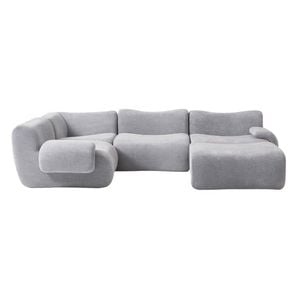 Miuz 5pc Modular U Shape Sofa,1-5 Seater Grey Sofa Set, Corner, Ottoman, Armless