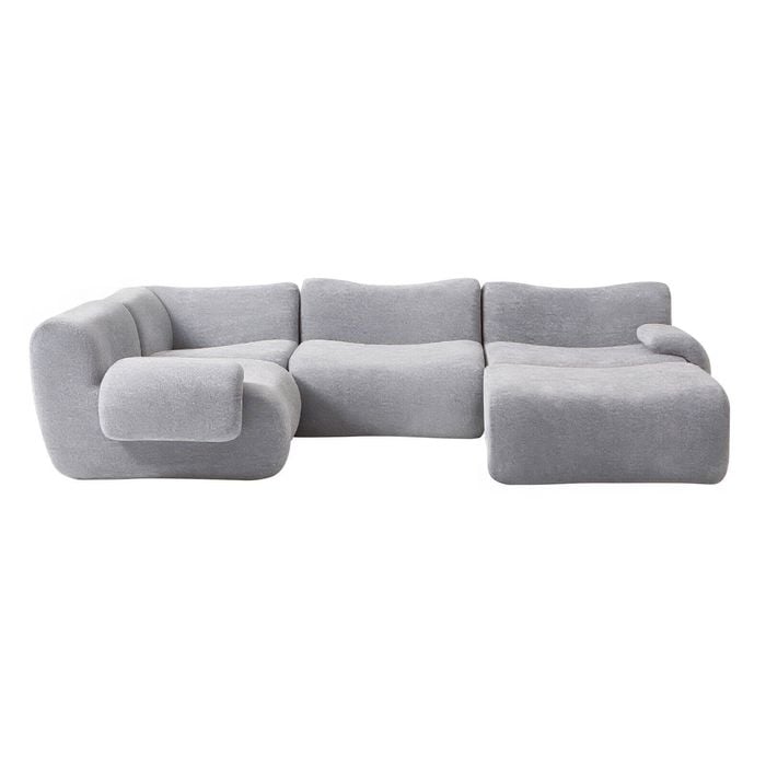 Miuz 5pc Modular U Shape Sofa,1-5 Seater Grey Sofa Set, Corner, Ottoman, Armless