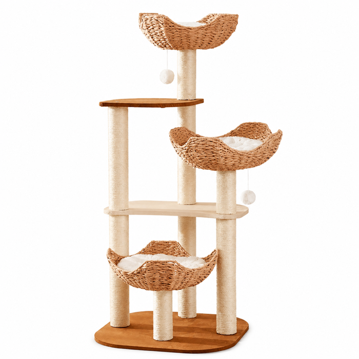 Woven Rattan Multi-level Cat Tree
