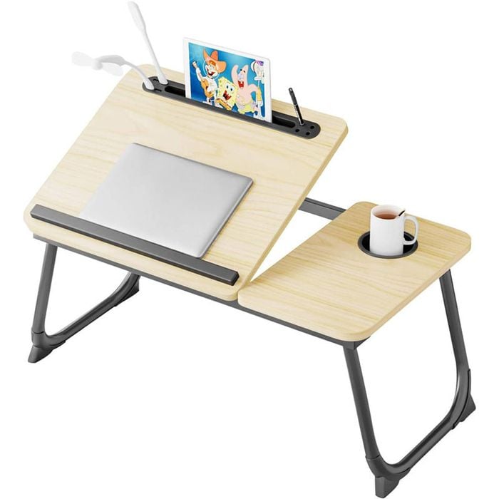 Catzon Laptop Desk For Bed With Usb Charge Port & 5 Different Angles For-white Maple