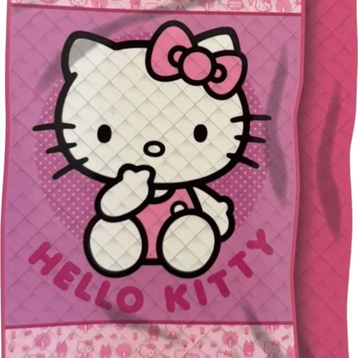 Hello Kitty Pink Kids Single Bed Polyester Bedspread Coverlet and Decorative Cushion Set