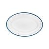 Urban Style Enamelware 30cm Oval Tray w/ Blue Rim - White