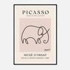Galrie Picasso Minimalist Elephant Art Print - Iconic Line Drawing for Home Decor, Black Frame, A1 60 x 84cm (23 x 33inch)