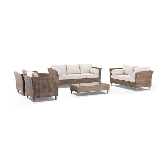 Carolina 3+2+1+1 Seater Outdoor Wicker Lounge With Coffee Table - Harper