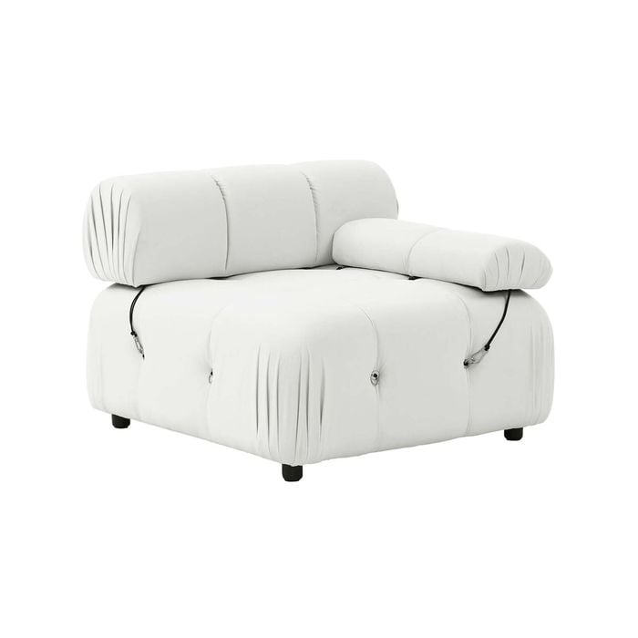 Foret 1 Pc Arm Seat Modular Tufted Velvet Sofa Lounge Couch Furniture Home Beige