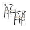 Anemone  Set of 2 Wishbone Dining Chair Beech Timber Replica Hans Wenger - Black