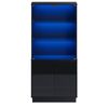 Ufurniture 160cm LED Display Cabinet with Human Body Sensor and Adjustable Shelves Glass Doors, Black