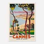 Galrie Elegant French Vintage Travel Poster Cannes Côte d'Azur Art Print, Poster Only, A4 21 x 30cm (8 x 12inch)