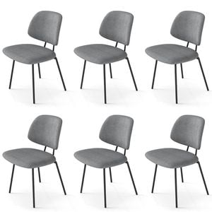 Familand Dining Chairs Set of 6 Padded Seat Kitchen Living Room Chair Corduroy in Grey