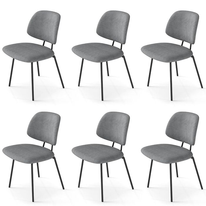 Familand Dining Chairs Set of 6 Padded Seat Kitchen Living Room Chair Corduroy in Grey