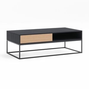Black Coffee Table with Metal Base