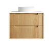 Attica Baia 750mm English Oak Fluted Vanity With Pure White Stone Top 