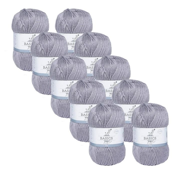 10x Malli Grey Blend Basic 100g Knitting/crochet Craft Yarn Acrylic/poly