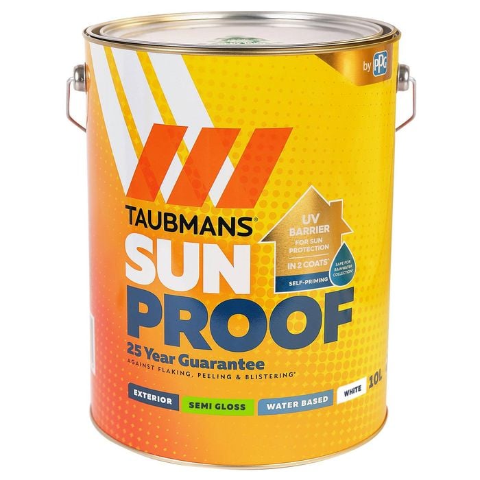 Taubmans 10L White Semi Gloss Sunproof Exterior Paint