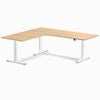 Desky L-Shape Sit to Stand Sublime Teak Melamine Desk 2000x1800mm - Left Return Height Adjustable White Leg