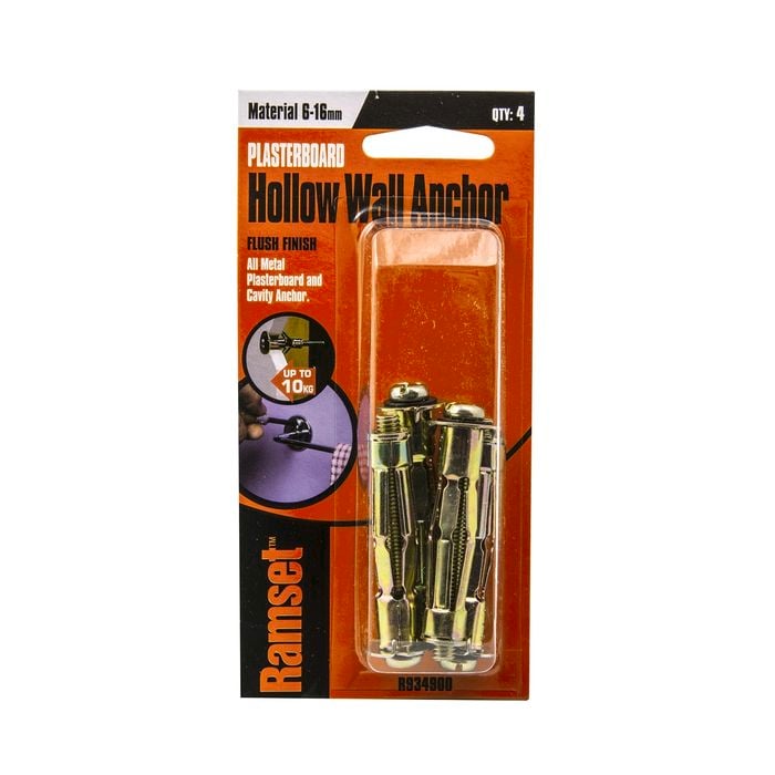 Ramset 6 x 13mm Hollow Wall Anchor - 4 Pack