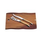 3pc Laguiole Silhouette Acacia Cheese Board & Knife Set - Ivory