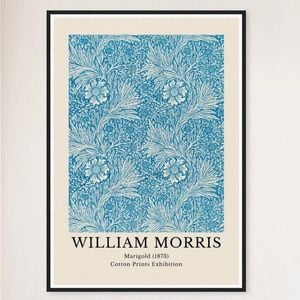 Galrie William Morris Marigold Cotton Print Exhibition from 1873 - Timeless Artistry, Black Frame, A2 42 x 60cm (16 x 24inch)