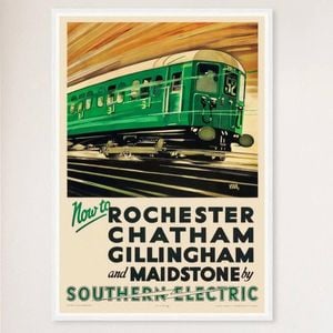 Galrie Southern Railway Vintage Poster of Rochester, Chatham, Gillingham and Maidstone, White Frame, A3 30 x 42cm (12 x 16inch)