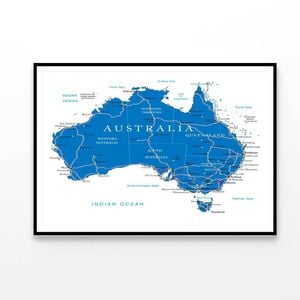 Australia Road Map  Print 100% Australian Made 90x60cm  (Poster)