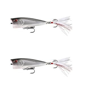 2x 13 Fishing 75mm Poppy Mc Pop Face Topwater Popper Lures - Chrome Black