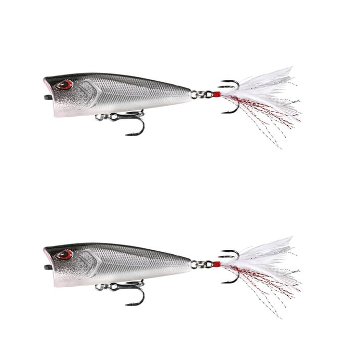 2x 13 Fishing 75mm Poppy Mc Pop Face Topwater Popper Lures - Chrome Black