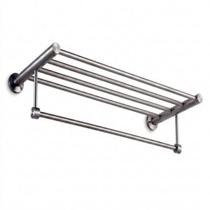 P&p Silver Stainless Steel Towel Rack Wall Mounted Bathroom Rail Holder Storage Unit
