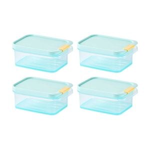 4PK LocknLock Freezer Fit Food Storage Container Microwave Safe 450ml Blue Lid