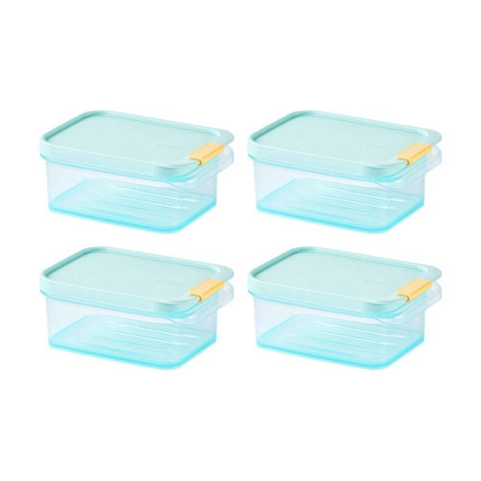 4PK LocknLock Freezer Fit Food Storage Container Microwave Safe 450ml Blue Lid