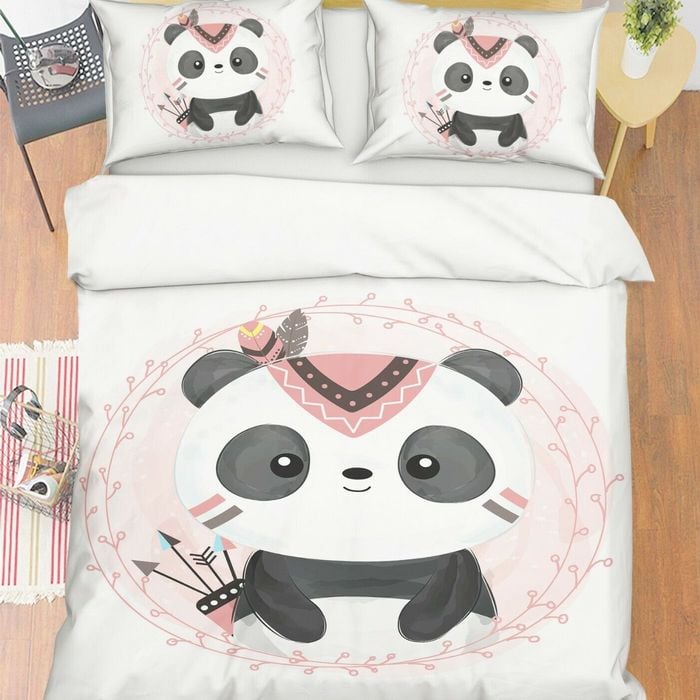3D Cute Panda 350 Bed Pillowcases Quilt Queen Size