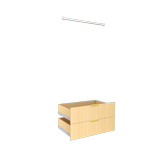 Lugna Sand 2 Drawer 1 Hangrail Insert Kit - To Suit 900 x 580mm Cabinet Shell