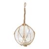 Glass Round 20cm Ball Sphere w/ Jute Rope Hanging Home Room Decor Large Clear