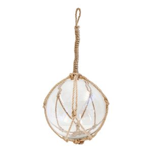 Glass Round 20cm Ball Sphere w/ Jute Rope Hanging Home Room Decor Large Clear