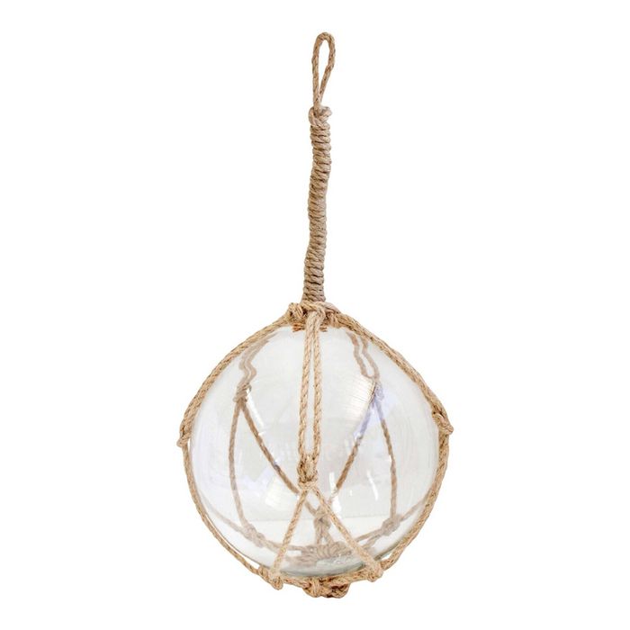 Glass Round 20cm Ball Sphere w/ Jute Rope Hanging Home Room Decor Large Clear