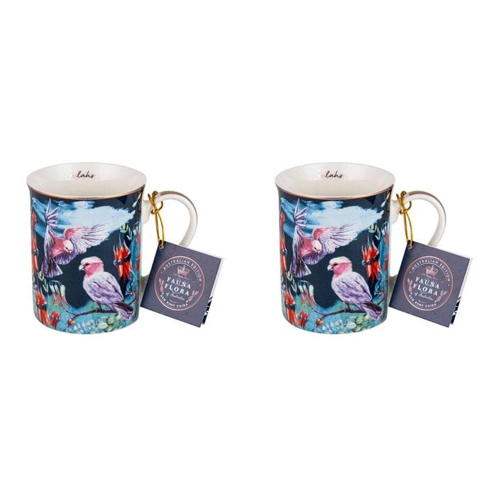 2PK Australian Flora Galah 360ml Coffee Mug New Bone China