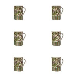 6PK LVD Ceramic Coffee Mug Paisley Fleur Home/Kitchen Drinkware 11cm Assorted