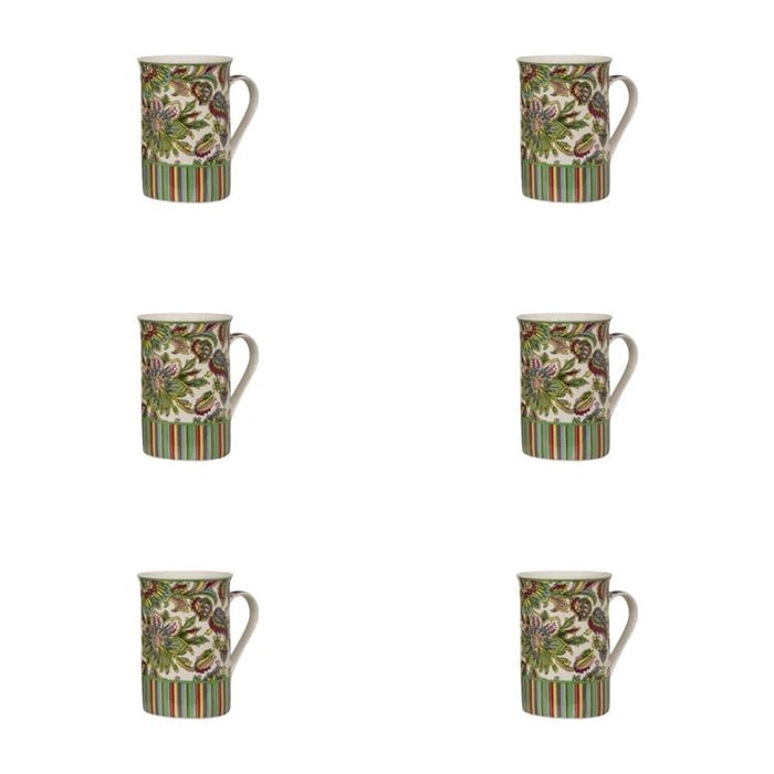 6PK LVD Ceramic Coffee Mug Paisley Fleur Home/Kitchen Drinkware 11cm Assorted